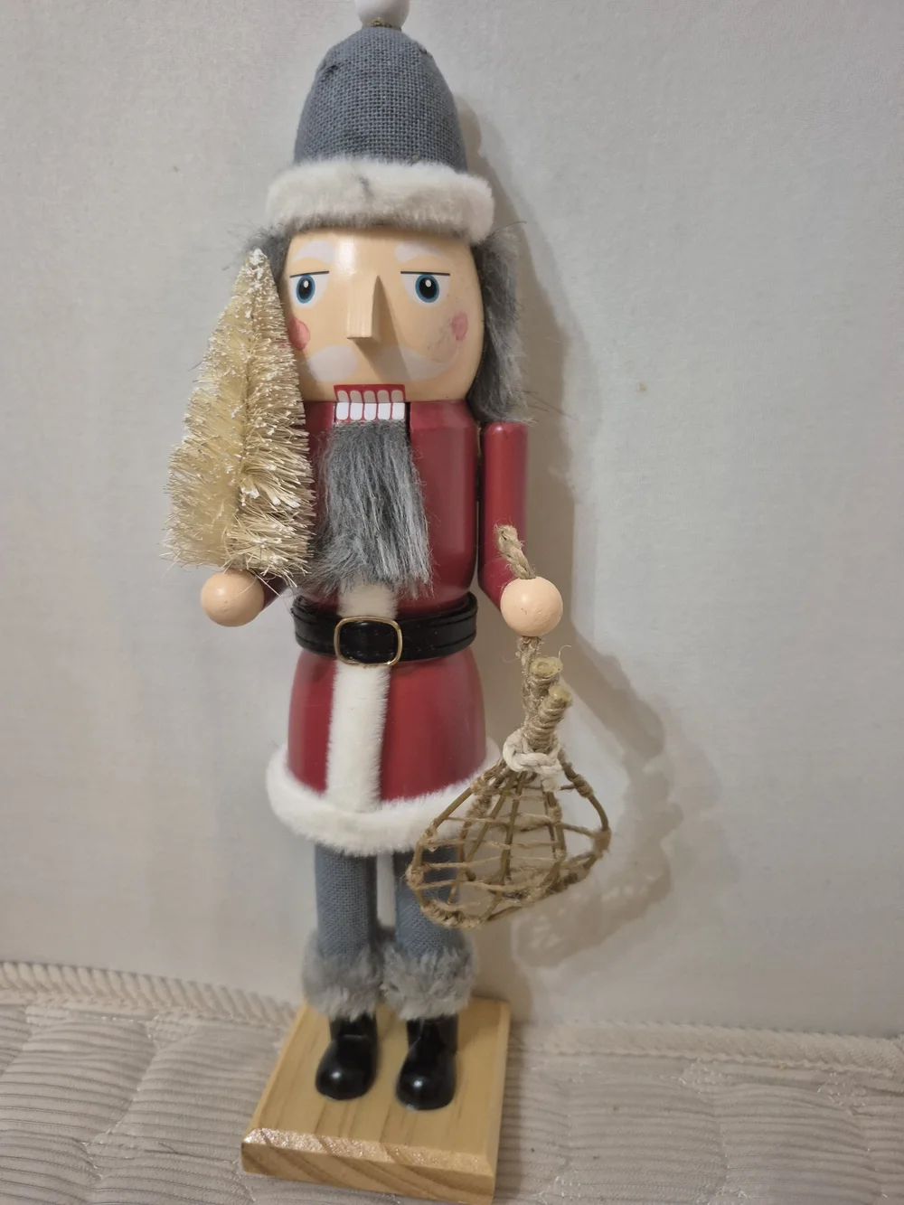 Wooden Red Nutcracker With Snowshoes Holiday Decoration